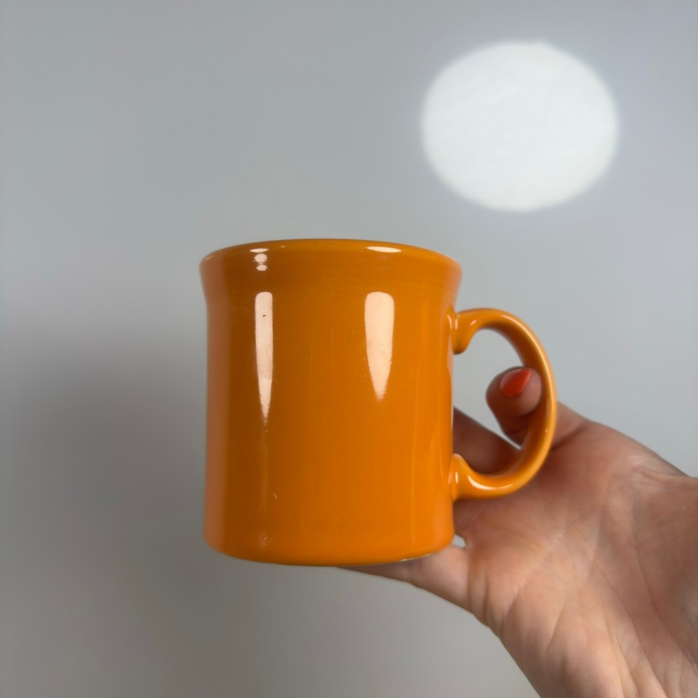 Fiesta HLC Tangerine Orange Coffee Mug Ringed Ceramic Tea Cup Made in USA